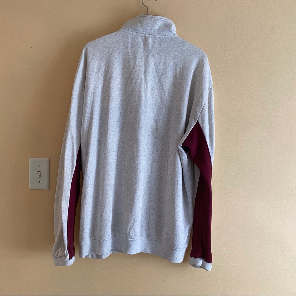 Y2K McMaster University Unique Wool Quarter Zip Sweatshirt Grey Burgundy XXL - Picture 3 of 16